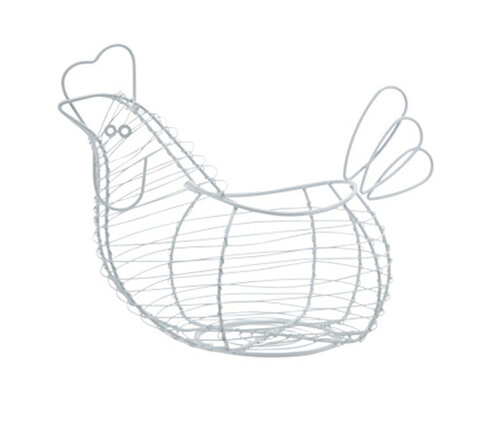 Eiermand kip witte metaaldraad  - 32x25 cm   Eiermand kip witte metaaldraad  - 32x25 cm