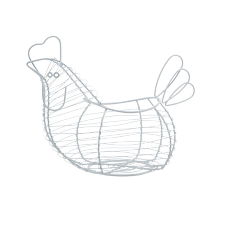 Eiermand kip witte metaaldraad  - 32x25 cm-1