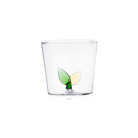 Beker / Glas met 2 blaadjes groen - bruin  Greenwood