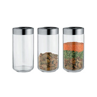thumb-Voorraaddoos / Keuken Box Julieta 150 cl glas en roestvrij staal-1