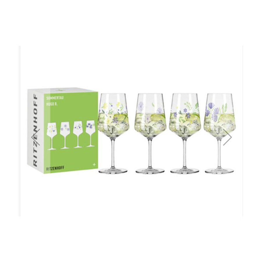 Set van 4 aperitiefglazen gekleurd decor Sommertau-2