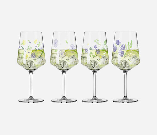  Ritzenhoff Design Glazen Set van 4 aperitiefglazen gekleurd decor Sommertau 