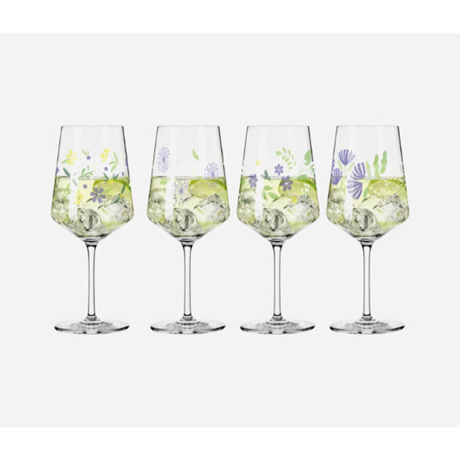 Set van 4 aperitiefglazen gekleurd decor Sommertau-1