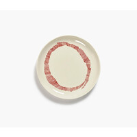thumb-Gebakbord 19,5 cm Feast Ottolenghi wit met rode swirl -streepjes-1