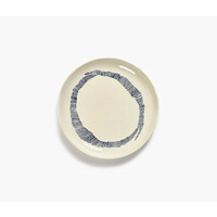 thumb-Gebakbord 19,5 cm Feast Ottolenghi wit met blauwe swirl -streepjes-1