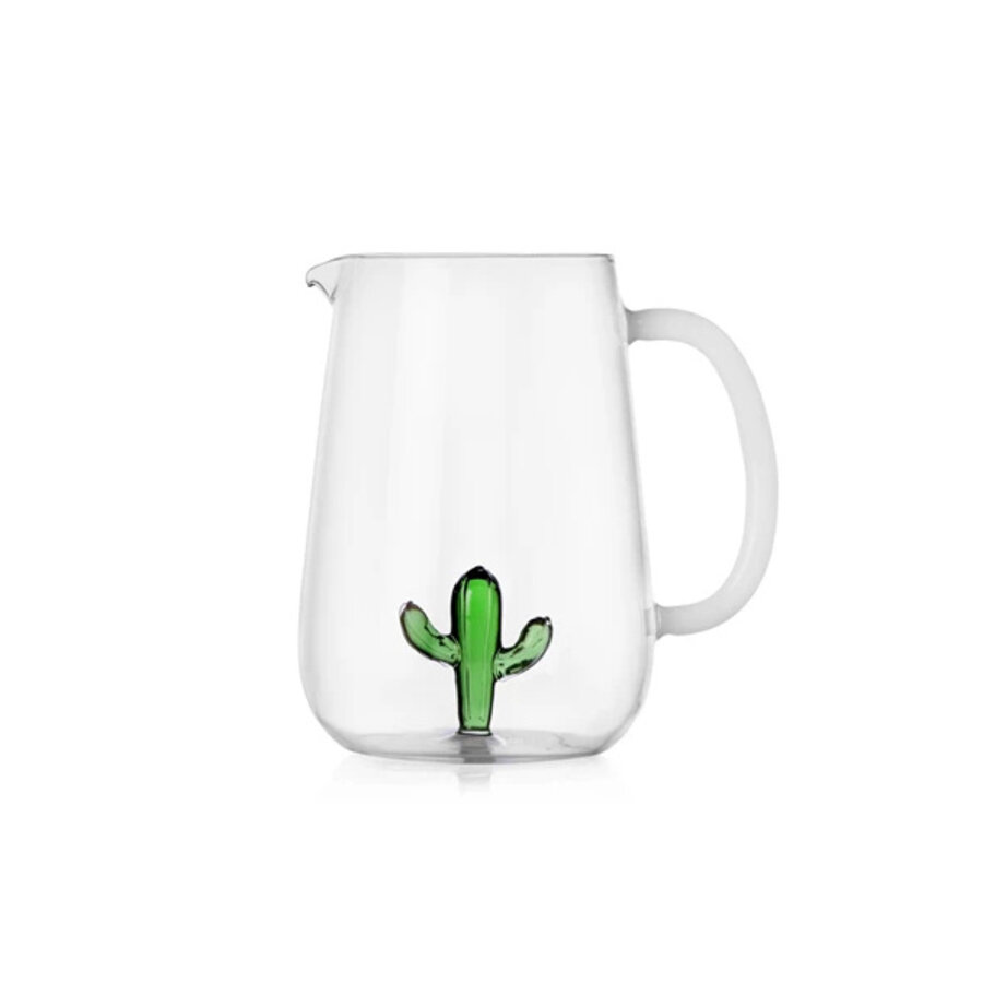Kruik Cactus groen met wit handvat-1