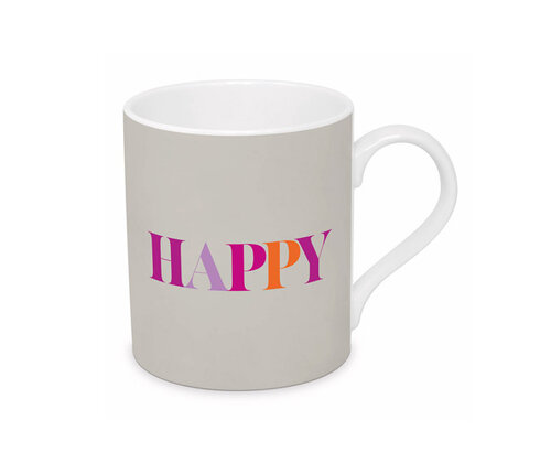 Design@Home Beker porselein 35 cl HAPPY   Design@Home Beker porselein 35 cl HAPPY