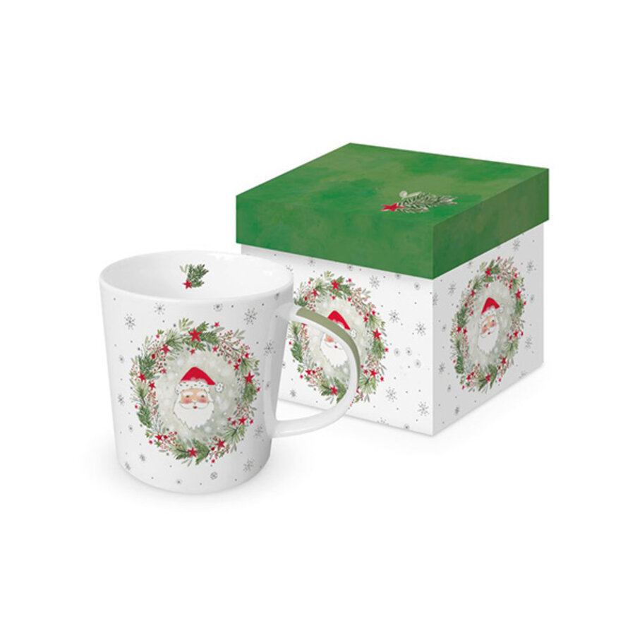 Beker porselein 35 cl Kerstman in Kerstkrans-1