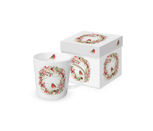  PPD - Paperproducts Design Beker porselein 35 cl Roodborstje in Kerstkrans 