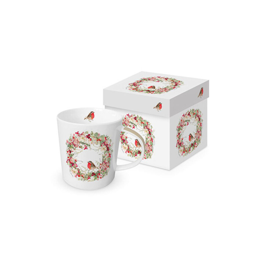 Beker porselein 35 cl Roosborstje  in Kerstkrans-1