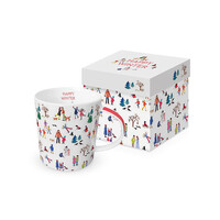 Beker porselein 35 cl Ski - Skiërs - Happy Winter