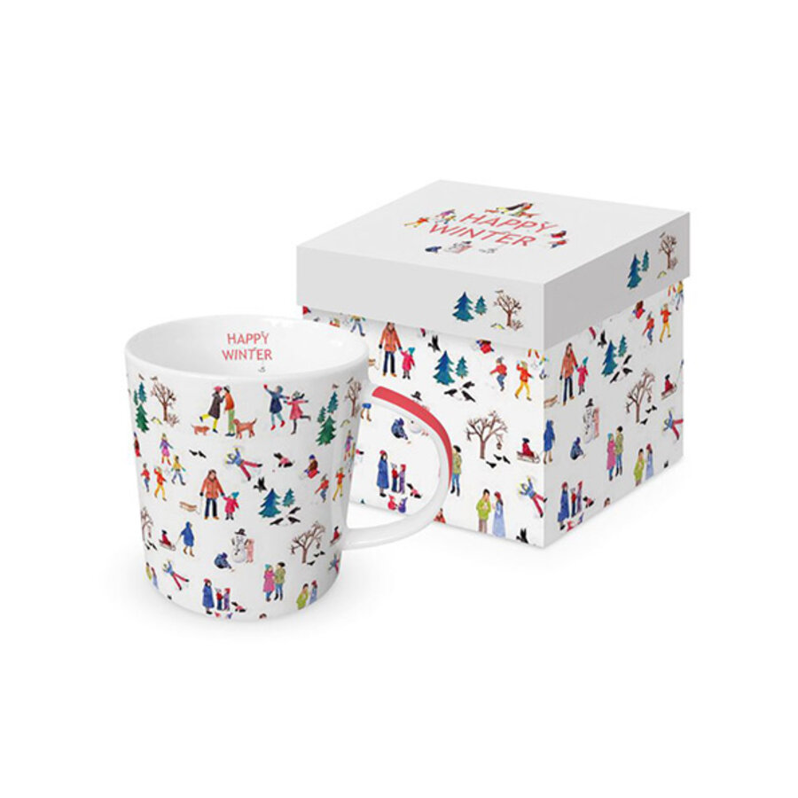 Beker porselein 35 cl Ski - Skiërs - Happy Winter-1