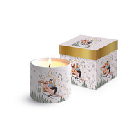 Sfeerlichtje met parafinekaars 8,5 cm hoog in geschenkverpakking Happy Winter