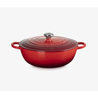 thumb-Stoofpot Marmite 28 cm rood met deksel gietijzer-1