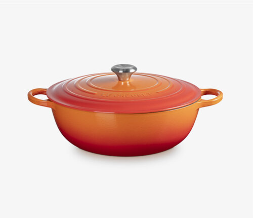  Le Creuset Stoofpot Marmite 28 cm oranje volcanique met deksel gietijzer 