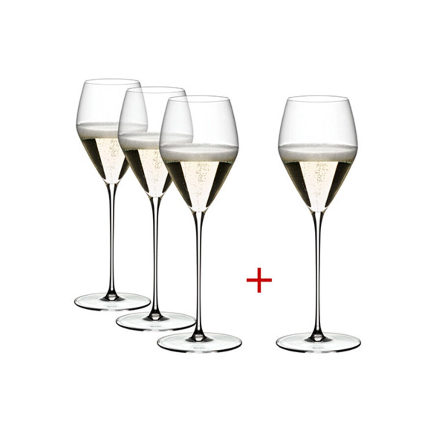 Veloce - Set van 4 Veloce champagneglas 33 cl kristal  - hoogte 24,7 cm-1