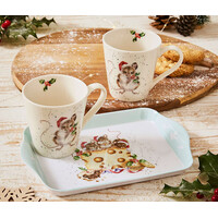 thumb-Wrendale Christmas: 2 bekers met decor muisjes  op schoteltje-1