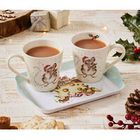 thumb-Wrendale Christmas: 2 bekers met decor muisjes  op schoteltje-2