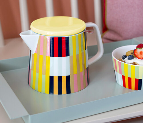  Remember Theepot in kleurrijk porselein met thee-zeef in metaal 1,2 liter 