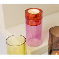 thumb-Mondgeblazen windlicht / photophore Lys 19,3 cm hoog roze-2