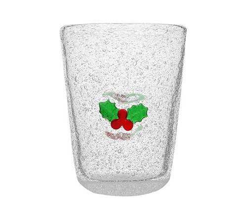  Memento Beker in wit glas met hulst - Kerstdecoratie - Christmas 