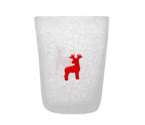  Memento Beker in wit glas met  rendier - Kerstdecoratie - Christmas 