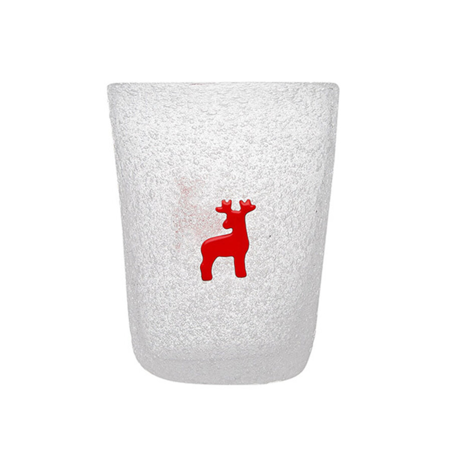Beker in wit glas met rendier - Kerstdecoratie - Christmas-1