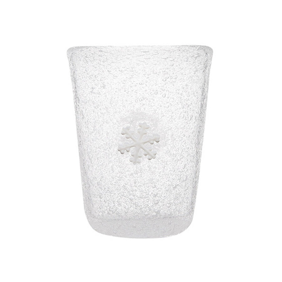 Beker in wit glas met witte sneeuwvlok - Kerstdecoratie - Christmas-1