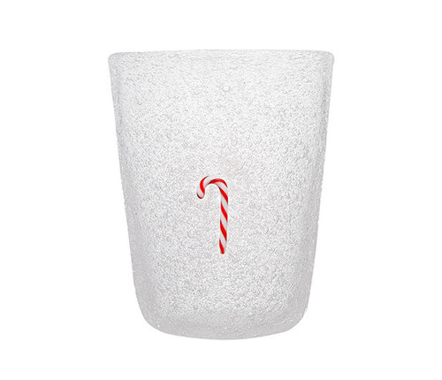  Memento Beker in wit glas met snoepstok - Kerstdecoratie - Christmas 