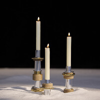 thumb-Kandelaar Myriade klein 12,5 cm h. staal - acryl - hout - verguld-5