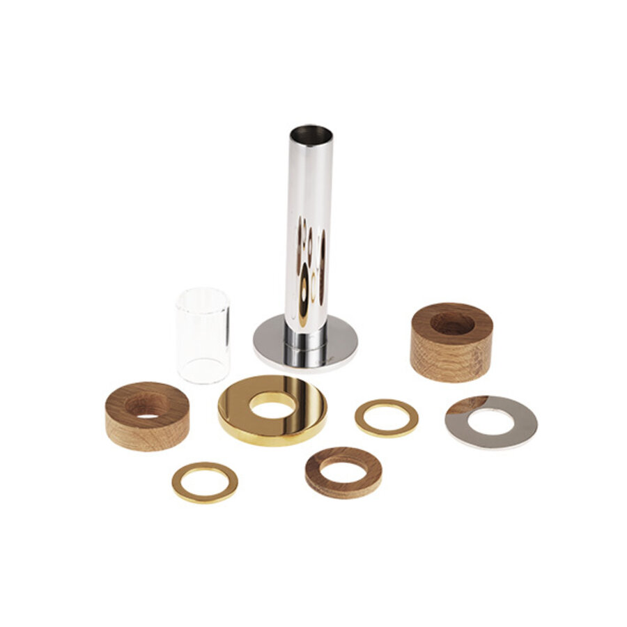 Kandelaar Myriade klein 12,5 cm h. staal - acryl - hout - verguld-3