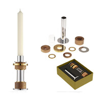 thumb-Kandelaar Myriade klein 12,5 cm h. staal - acryl - hout - verguld-2