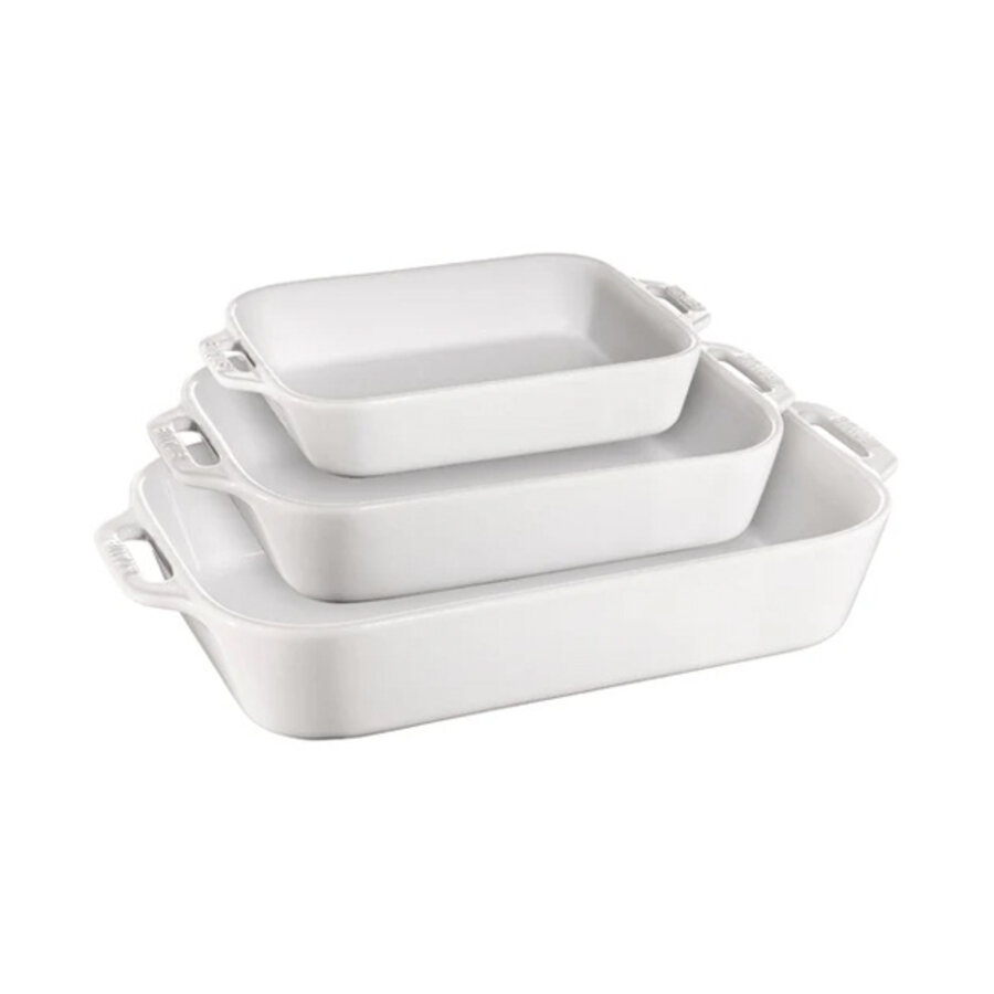 Set 3 ovenschalen / gratinschotels keramiek wit | 16x20 cm - 20x27 cm - 24x34 cm-1