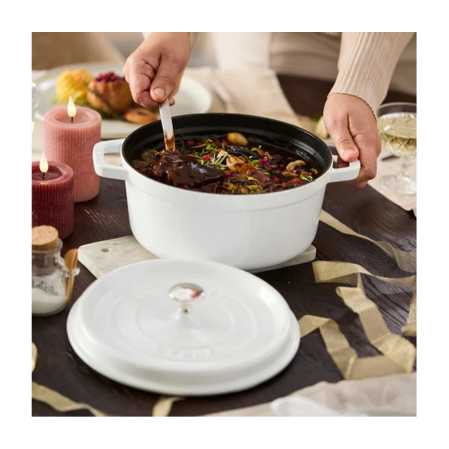 Ronde cocotte wit 26 cm gietijzer-2