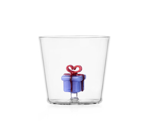  Ichendorf Milano Beker / Glas met blauw pakje of geschenk met rode strik 