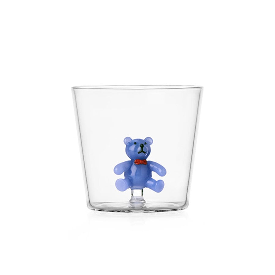 Beker / Glas met beer / teddybeer blauw-1