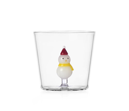  Ichendorf Milano Beker / Glas sneeuwman met kerstmuts rood hoedje 35 cl 