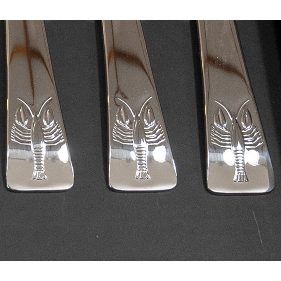 Set 6 kreefthaken roestvrij staal met kreeftje op handvat-2