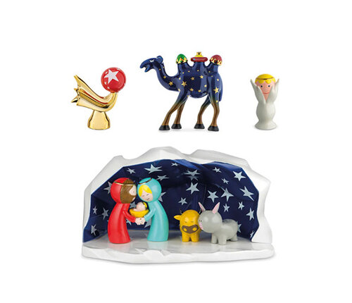  Alessi - XMAS Kerststal Happy Eternity Maria Jozef Jezus kameel engel kerstster os ezel 