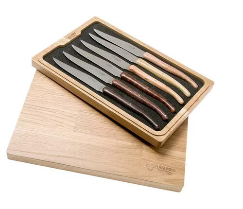  Laguiole en Aubrac Set 6 steakmessen Quotidien bois mixte - diverse houtsoorten 