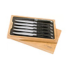 Laguiole en Aubrac Set 6 steakmessen Laguiole pointe de corne - zwarte hoorn