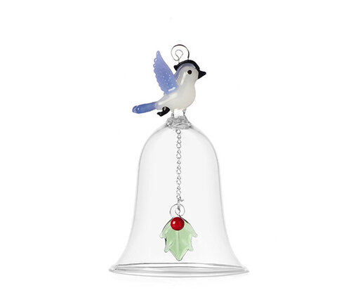  Ichendorf Milano klokje / bel met hulstblad en lichtblauw vogeltje Woodland Tales 