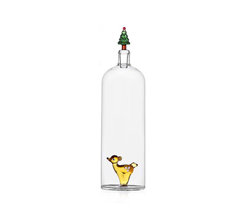  Ichendorf Milano Glazen fles met ree of bambi erin en kerstboom als stop. 