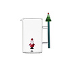 Glazen kruik met kerstman of Santa Claux of kerstman op het handvat