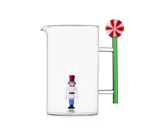 Ichendorf Milano Glazen kruik met soldaat erin en rode lollipop op handvat 