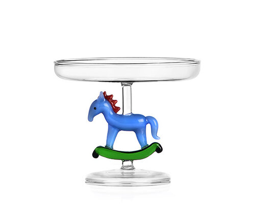  Ichendorf Milano Glazen schaal op voet met blauw schommelpaard 