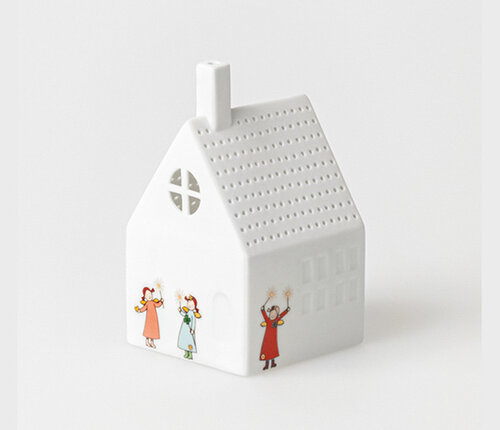  Räder Klein lichthuis wit porselein met figuurtjes 12 cm 