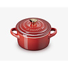 Le Creuset Mini-cocotte keramiek rood met verguld hartje op deksel