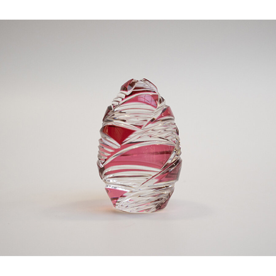 Presse-Papier  / Ei kristal rood geslepen 97 mm-1