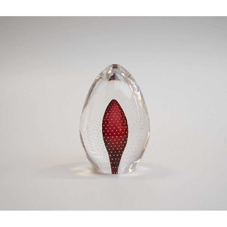 Presse-Papier  / Ei kristal Symphony rode luchtbel 97 mm-1